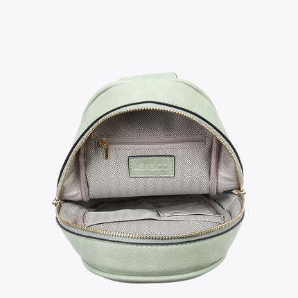 Brown Sling Bag w/Double Zip and Removable Strap