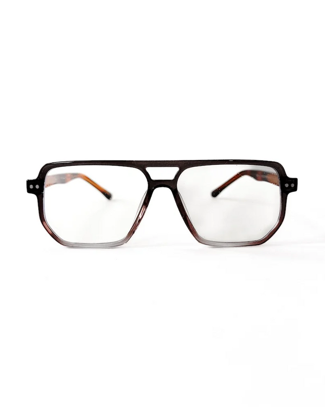 Brown/Clear Oversized Square Aviator Blue Light Glasses - Shop Simply Apparel