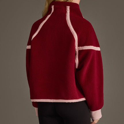 PRE-ORDER Burgundy Half Zip Sherpa Fleece