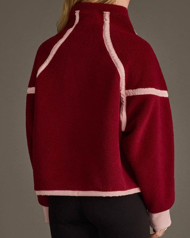 PRE-ORDER Burgundy Half Zip Sherpa Fleece