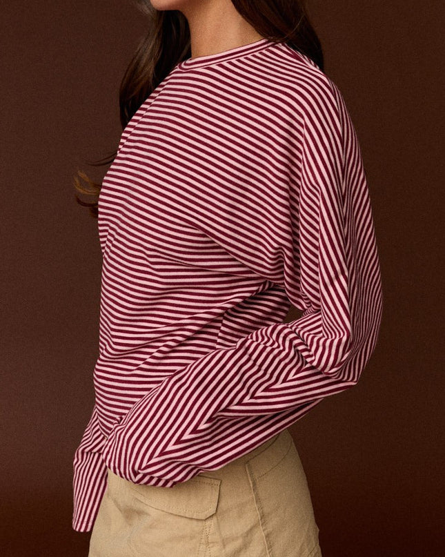 Burgundy Stripe Relaxed Fit Top