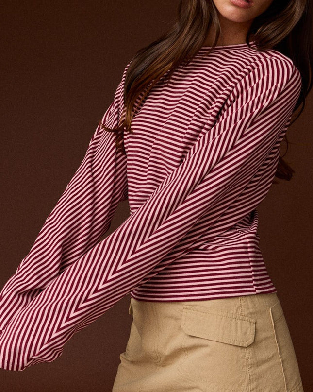 Burgundy Stripe Relaxed Fit Top