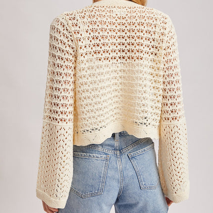 Ecru Open-knit Crochet Cardigan
