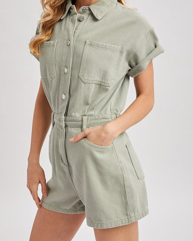 Sage Denim Romper