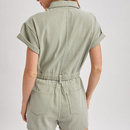 Sage Short Sleeved Denim Romper - Shop Simply Apparel