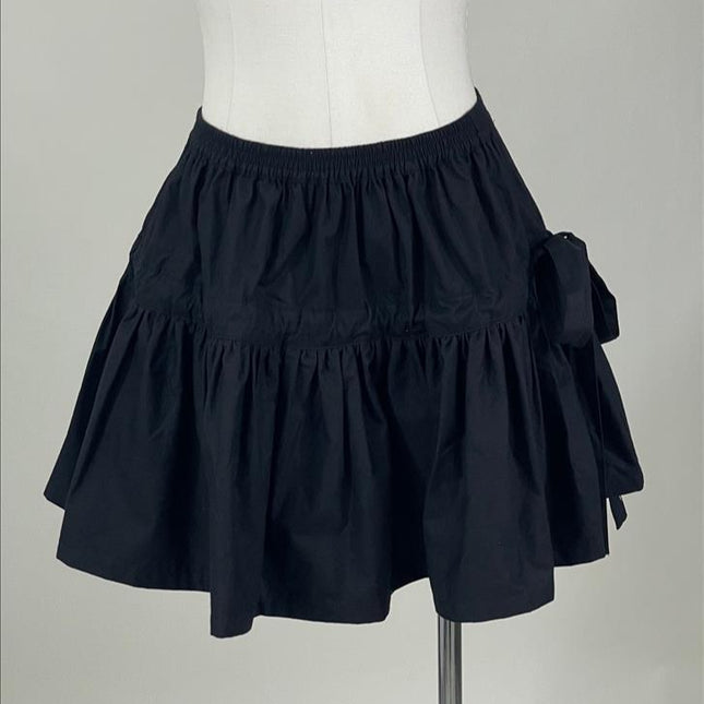 Black Cotton Mini Skirt