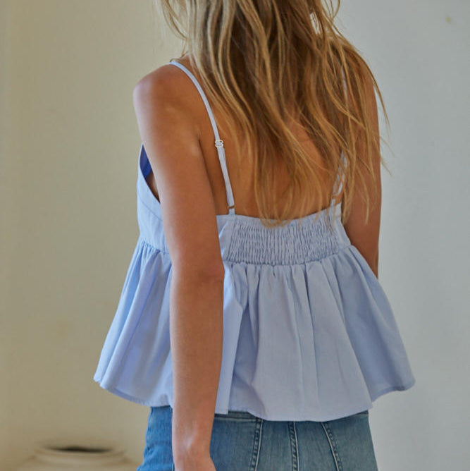 By Together Kayley Light Blue Babydoll Cami Top