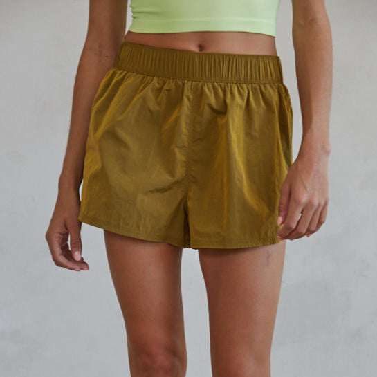 Olive Nylon Shorts