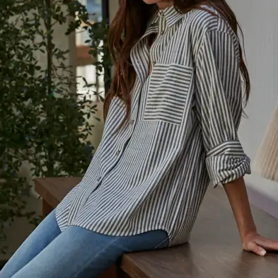 Black Stripe Button Down Shirt