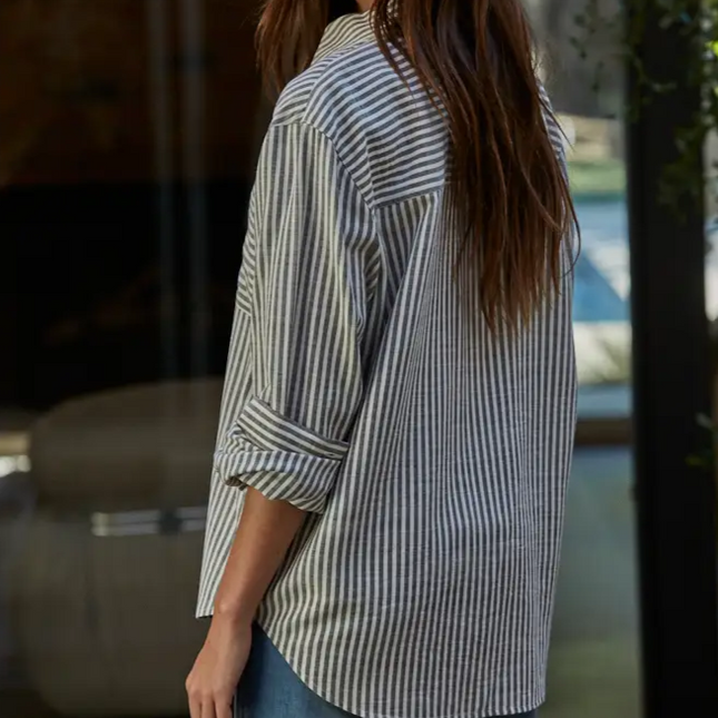 Black Stripe Button Down Shirt