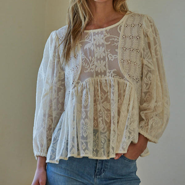 Ivory Lacy Boho Top