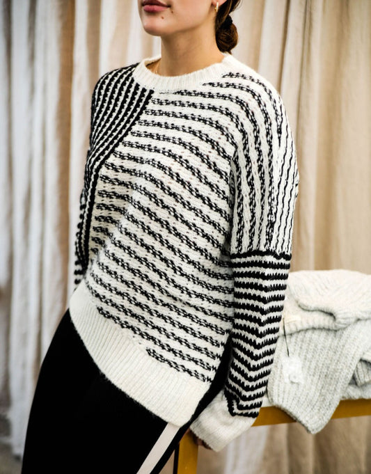 Elan Asymmetrical Stripe Sweater