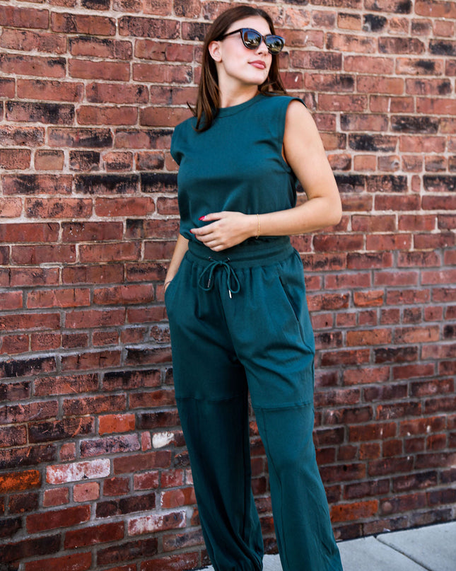 Hunter Green Casual Knit Jumpsuit - Shop Simply Apparel