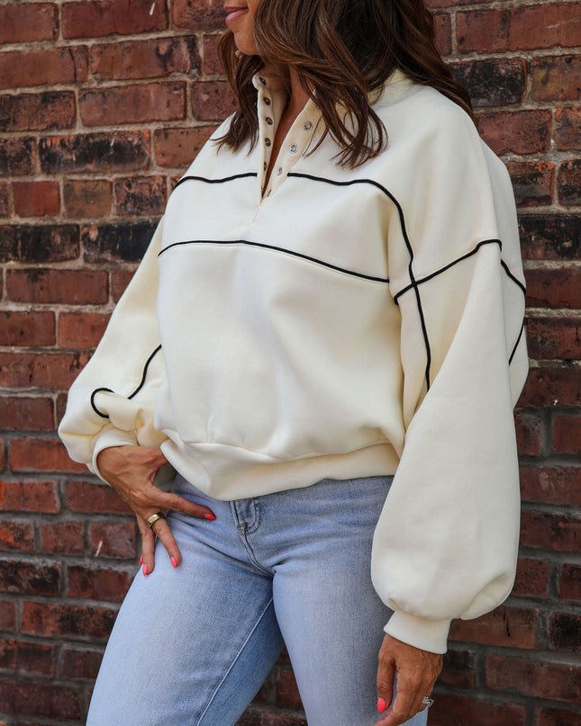 Cream Ayla Contrast Piping Pullover