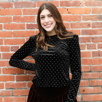 Maddilyn Rhinestone Velvet Top - Shop Simply Apparel