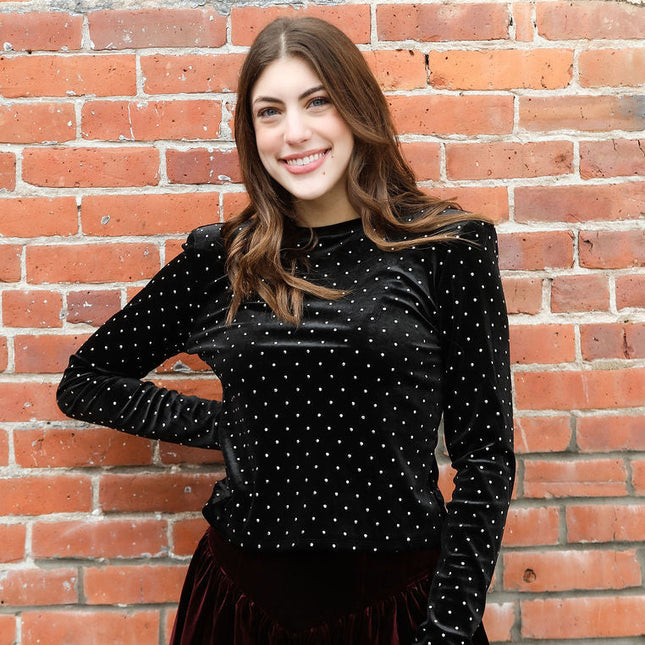 Maddilyn Rhinestone Velvet Top - Shop Simply Apparel