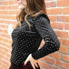 Rhinestone Velvet Top