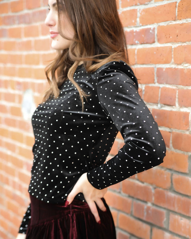Rhinestone Velvet Top