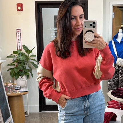 Blushed Brick Color Block Sweatshirt