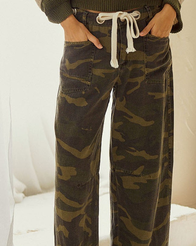 Camo Relaxed Fit Rope String Pants - Shop Simply Apparel