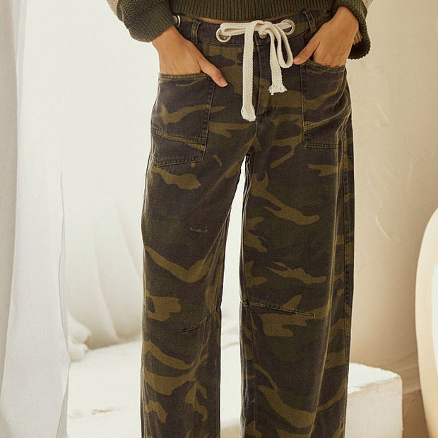 Camo Relaxed Fit Rope String Pants - Shop Simply Apparel