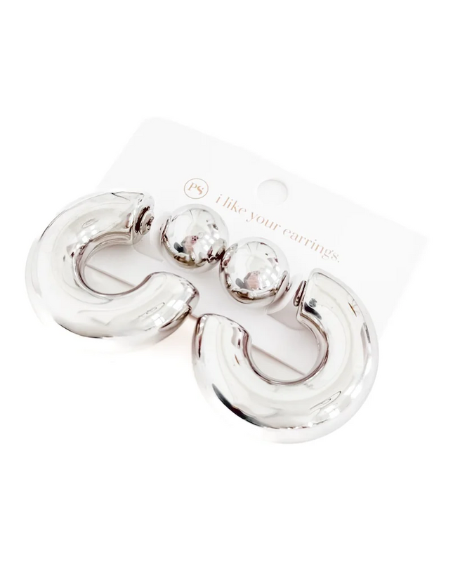 Caroline Reversible Silver Hoop Earrings - Shop Simply Apparel