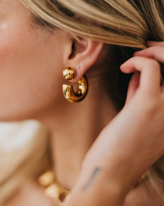 Caroline Reversible Silver Hoop Earrings - Shop Simply Apparel
