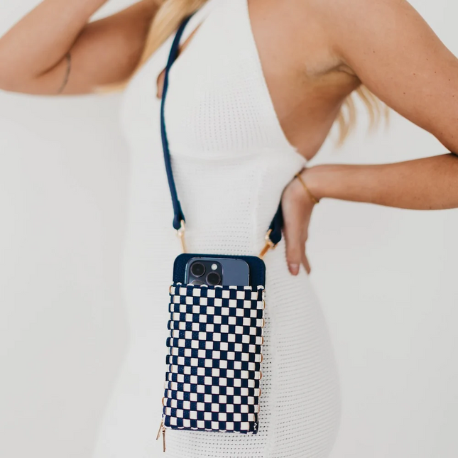 Navy Checkered Double Duty Phone Bag