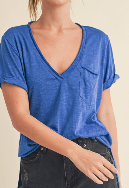 Cobalt Blue Vneck Tee