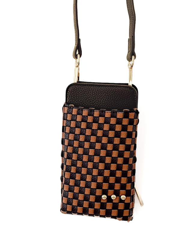 Coffee Checkered Double Duty Phone Bag