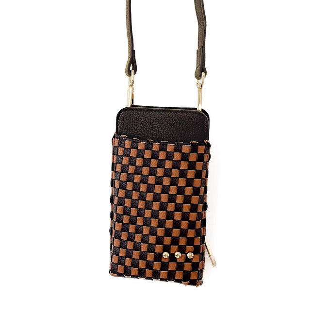 Coffee Checkered Double Duty Phone Bag