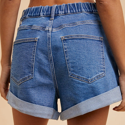 Comfy Stretch Denim Roll-up Shorts