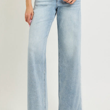 Contrast Stripe Drawstring Waist Denim