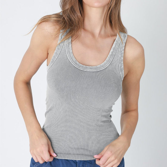 Vintage Cool Grey Reversible Ribbed Tank