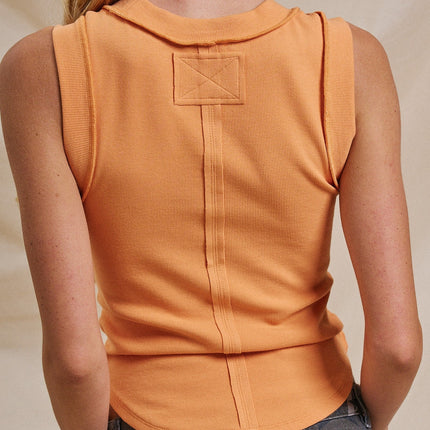 Coral Orange Ribbed Boho Summer Tank