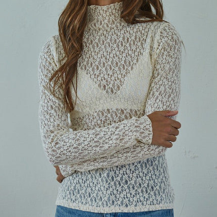 Cream Lulian Floral Lace Top