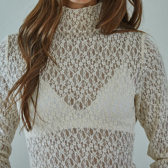 Cream Lulian Floral Lace Top