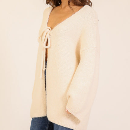 Cream Tie Front Cardigan