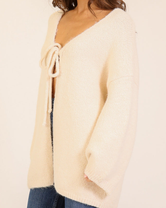 Cream Tie Front Cardigan