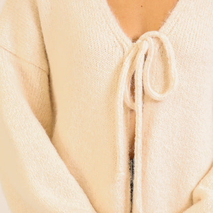 Cream Tie Front Cardigan