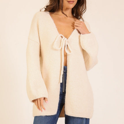 Cream Tie Front Cardigan