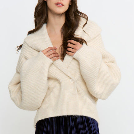 Cream Double-Breasted Cardigan