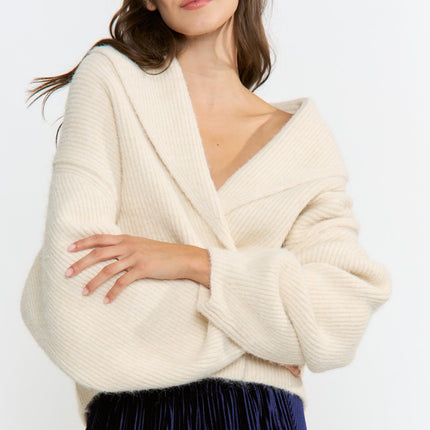 Cream Double-Breasted Cardigan