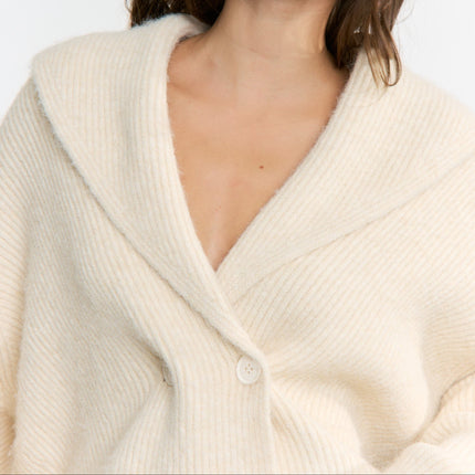 Cream Double-Breasted Cardigan