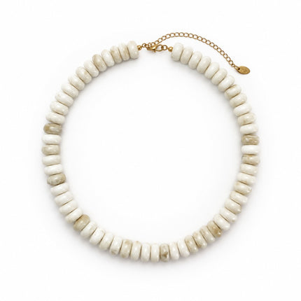 Cream Swirl Modern Resin Beaded Statement Necklace