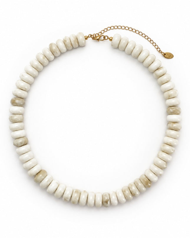 Cream Swirl Modern Resin Beaded Statement Necklace