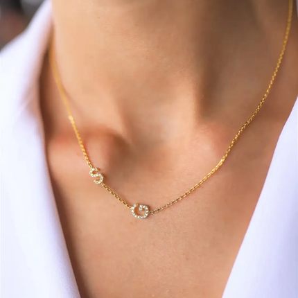Custom CZ Initial Name Necklace