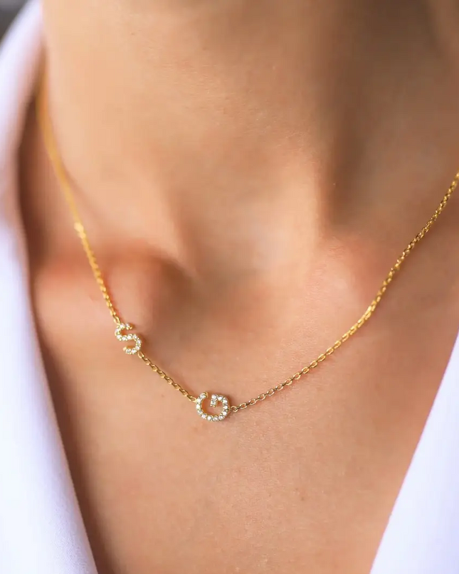 Custom CZ Initial Name Necklace