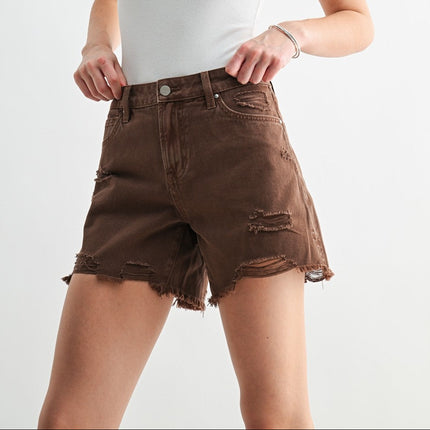 Dark Espresso Boyfriend Denim Shorts