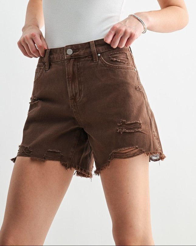 Dark Espresso Boyfriend Denim Shorts